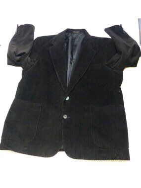 Members Only Black Corduroy Blazer Jacket Mens 44 2-Button Lined Chest 24" Lengt